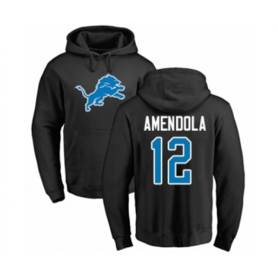 Football Detroit Lions #12 Danny Amendola Black Name & Number Logo Pullover Hoodie - Jersey