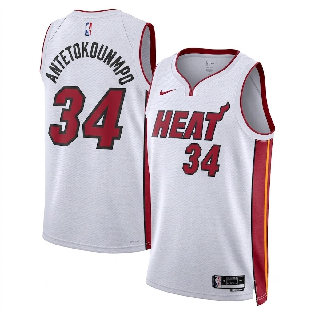 Men's Miami Heat Giannis Antetokounmpo Fanatics White Fast Break Replica Player Jersey - Association Edition - Jersey