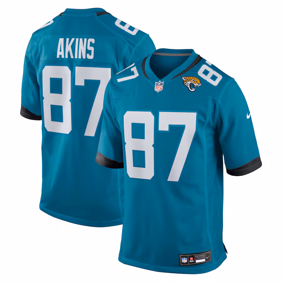Men's Jacksonville Jaguars Jordan Akins Nike Teal Team Game Jersey - Jersey