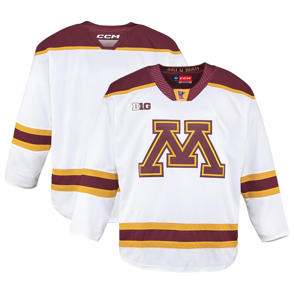 Men's CCM White Minnesota Golden Gophers Away Replica Hockey Jersey - Jersey