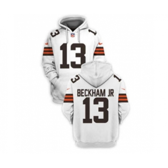 Men's Cleveland Browns #13 Odell Beckham Jr. 2021 White Pullover Football Hoodie - Jersey
