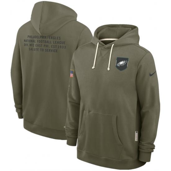 Men's Philadelphia Eagles Olive 2025 Salute to Service Pullover Hoodie - Jersey