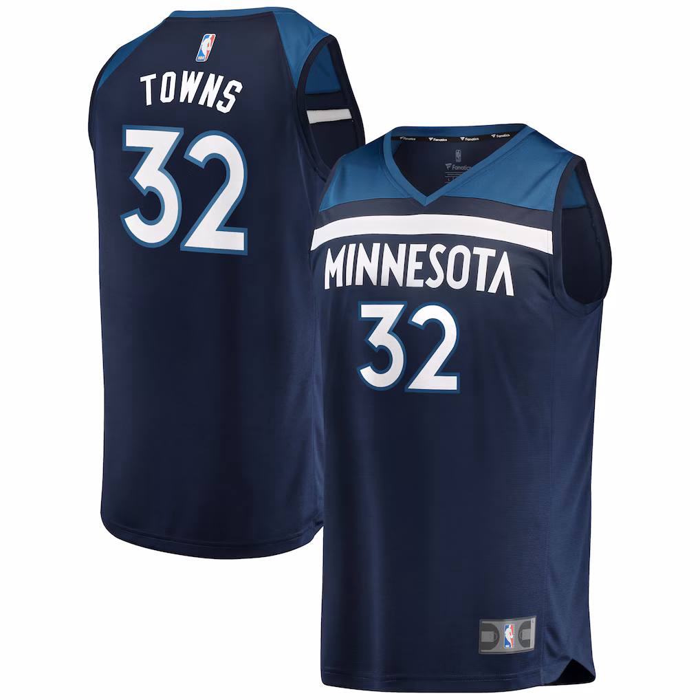 Men's Minnesota Timberwolves Karl-Anthony Towns Fanatics Navy Fast Break Replica Player Jersey - Icon Edition - Jersey