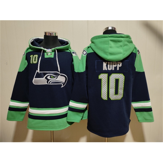 Men's Seattle Seahawks #10 Cooper Kupp Navy Green Ageless Must-Have Lace-Up Pullover Hoodie - Jersey