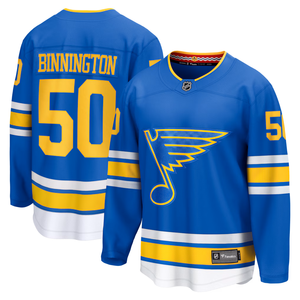 Men's St. Louis Blues Jordan Binnington Fanatics Blue Home Breakaway Jersey - Jersey