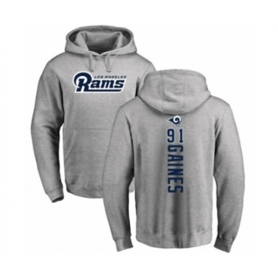 Football Los Angeles Rams #91 Greg Gaines Ash Backer Pullover Hoodie - Jersey