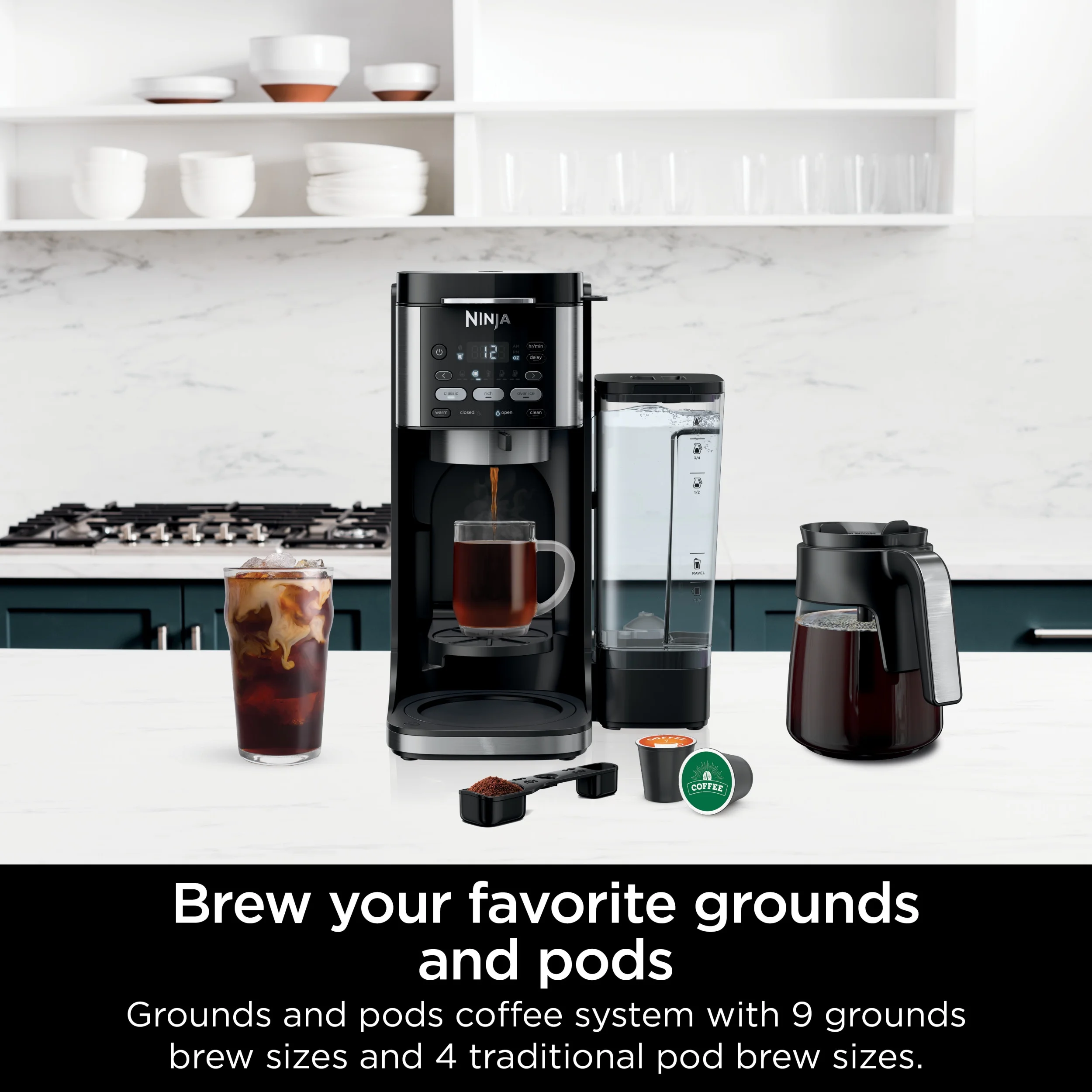 Ninja DualBrew Hot & Iced Coffee Maker, Single-Serve, compatible with K-Cups & 12-Cup Drip Coffee Maker, CFP101