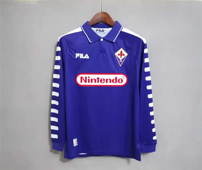 Fiorentina Retro Soccer Jersey Home Long Sleeve Custom Shirt 1998/1999 - Jersey