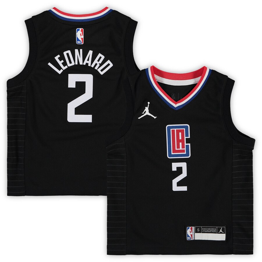 Preschool LA Clippers Kawhi Leonard Jordan Brand Black 2020/21 Fast Break Replica Jersey - Statement Edition - Jersey