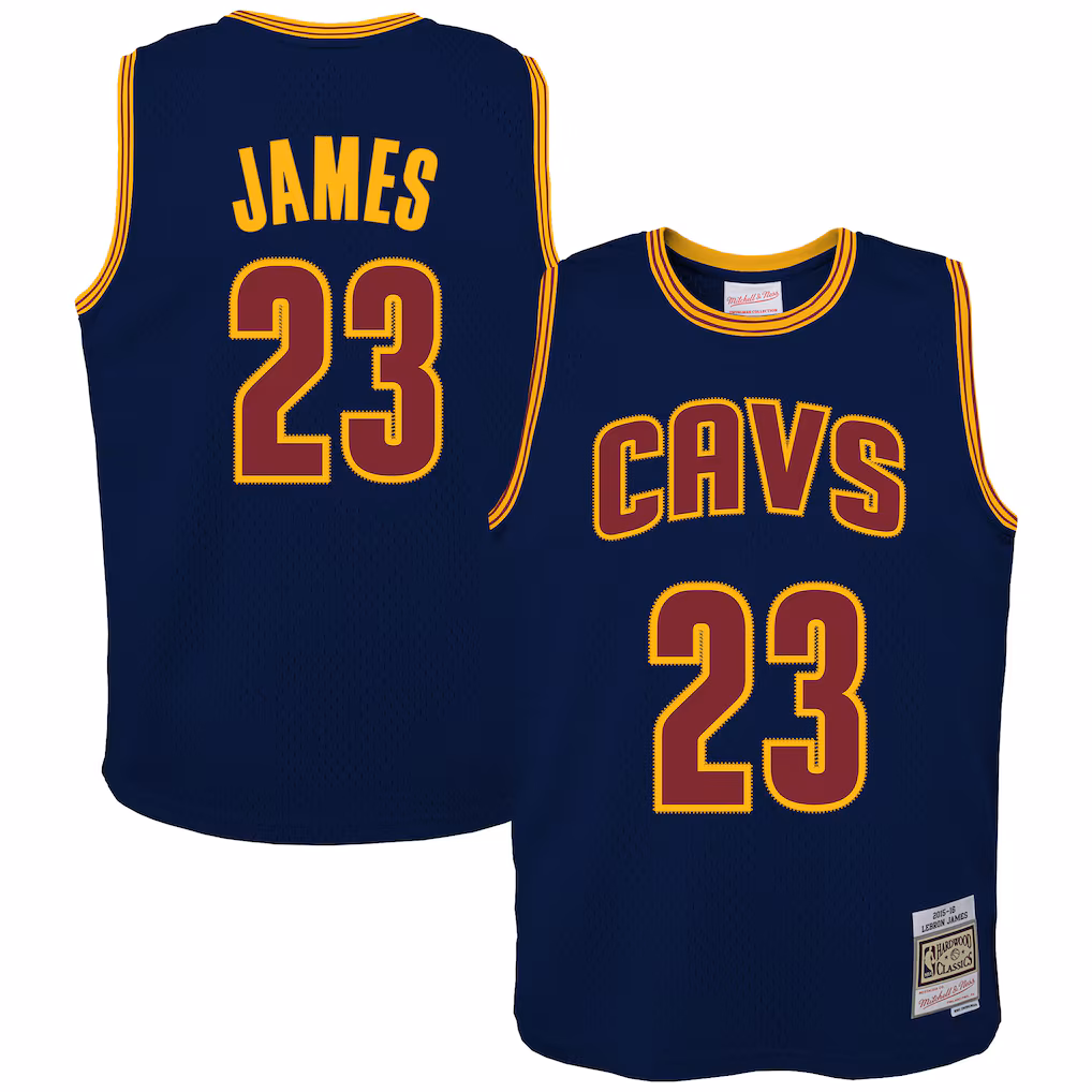 Youth Cleveland Cavaliers LeBron James Mitchell & Ness Navy 2015/16 Hardwood Classics Swingman Jersey - Jersey