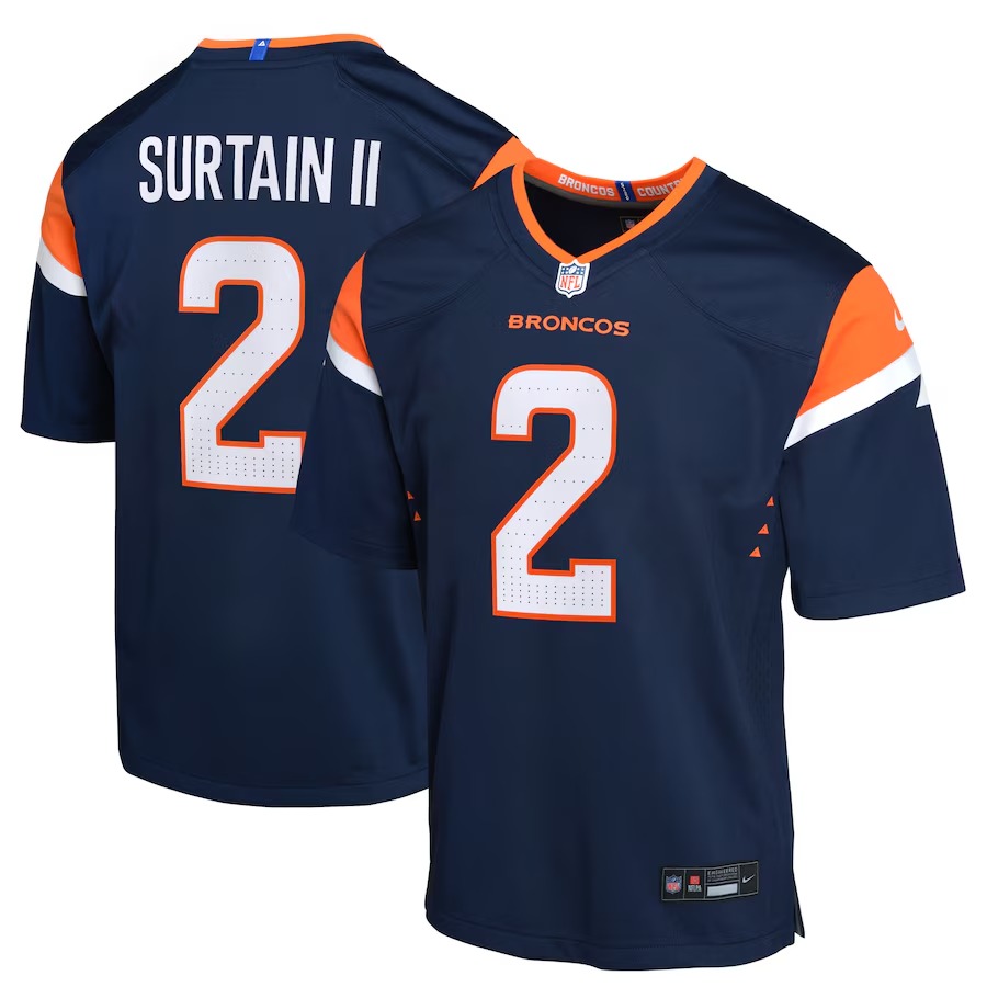 Youth Denver Broncos Patrick Surtain II Nike Navy Game Jersey - Jersey