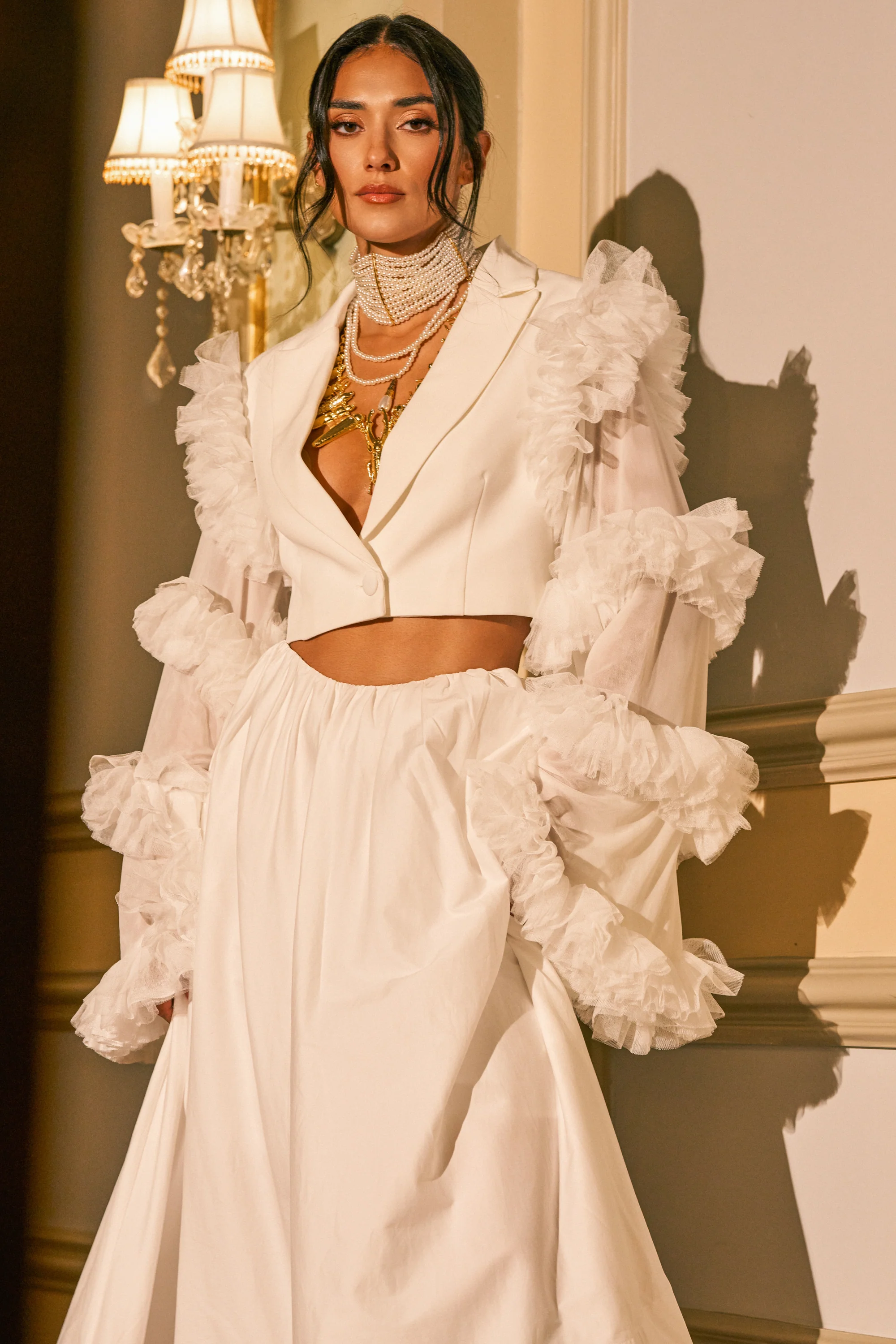 FLORA RUFFLE SLEEVE BLAZER - Akira Wear