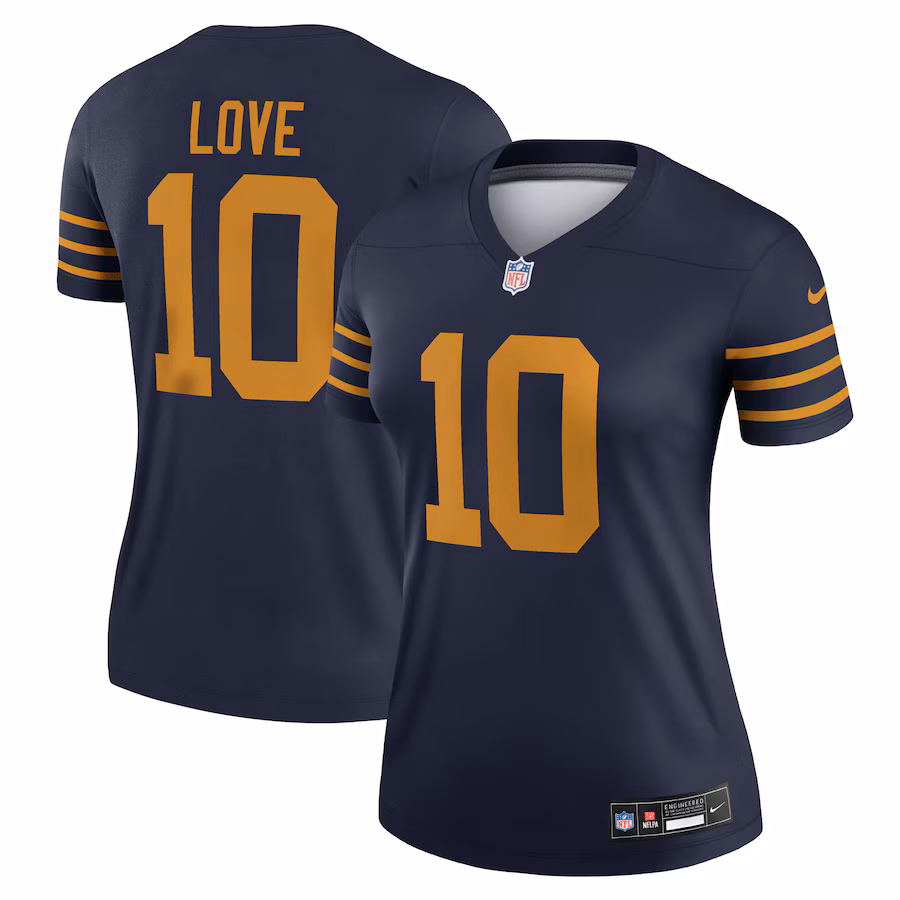 Women's Green Bay Packers Jordan Love Nike Navy The 1923 Classic Legend Player Dri-FIT Top - Jersey
