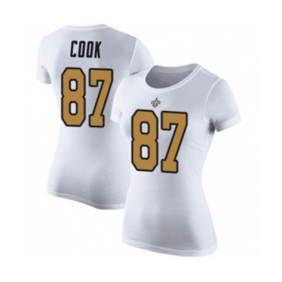 Football Women's New Orleans Saints #87 Jared Cook White Rush Pride Name & Number T-Shirt - Jersey