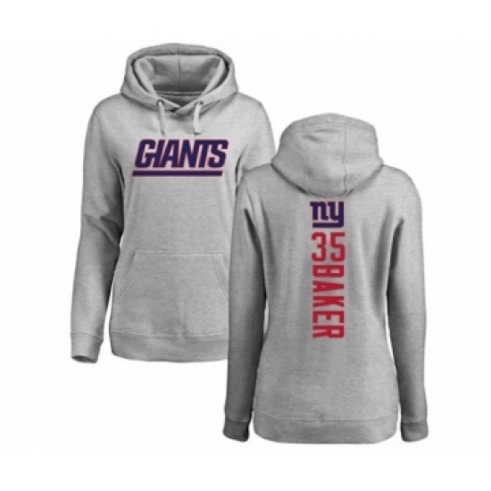 Football Women's New York Giants #35 Deandre Baker Ash Backer Pullover Hoodie - Jersey