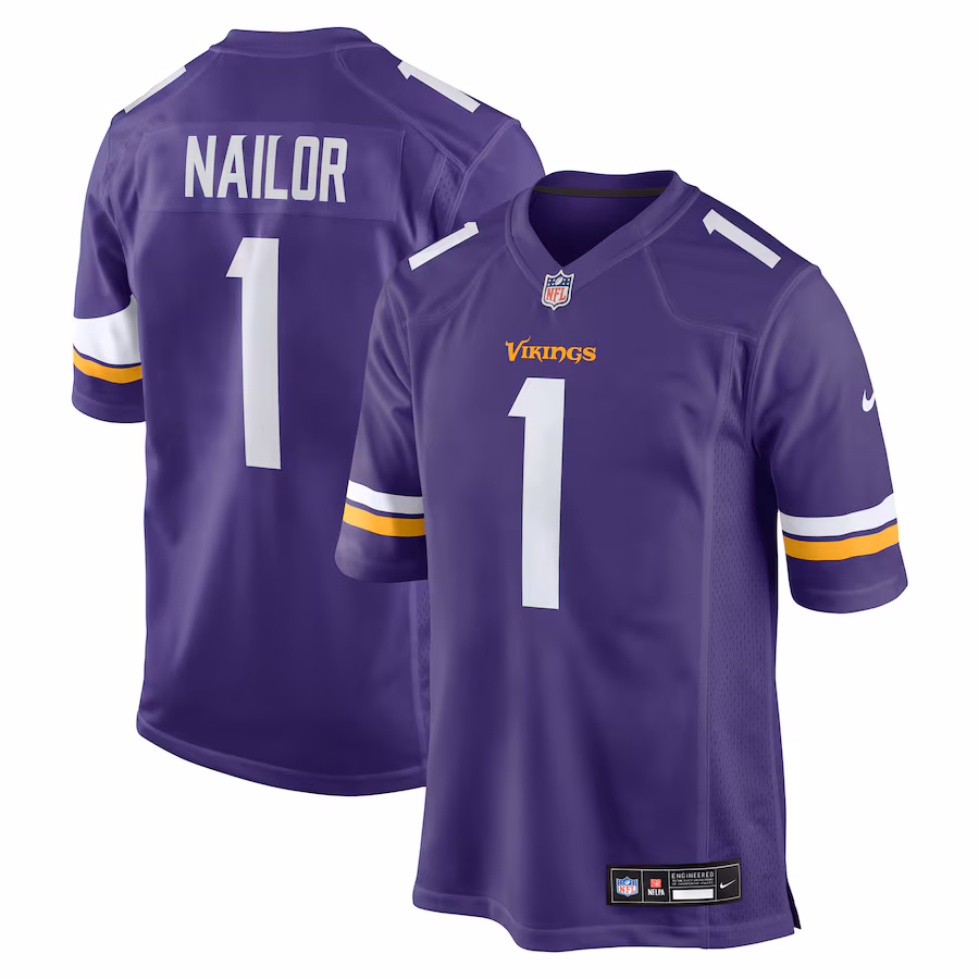 Men's Minnesota Vikings Jalen Nailor Nike Purple Team Game Jersey - Jersey