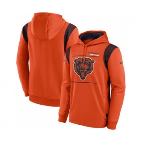 Men's Chicago Bears 2021 Orange Sideline Logo Performance Pullover Hoodie - Jersey