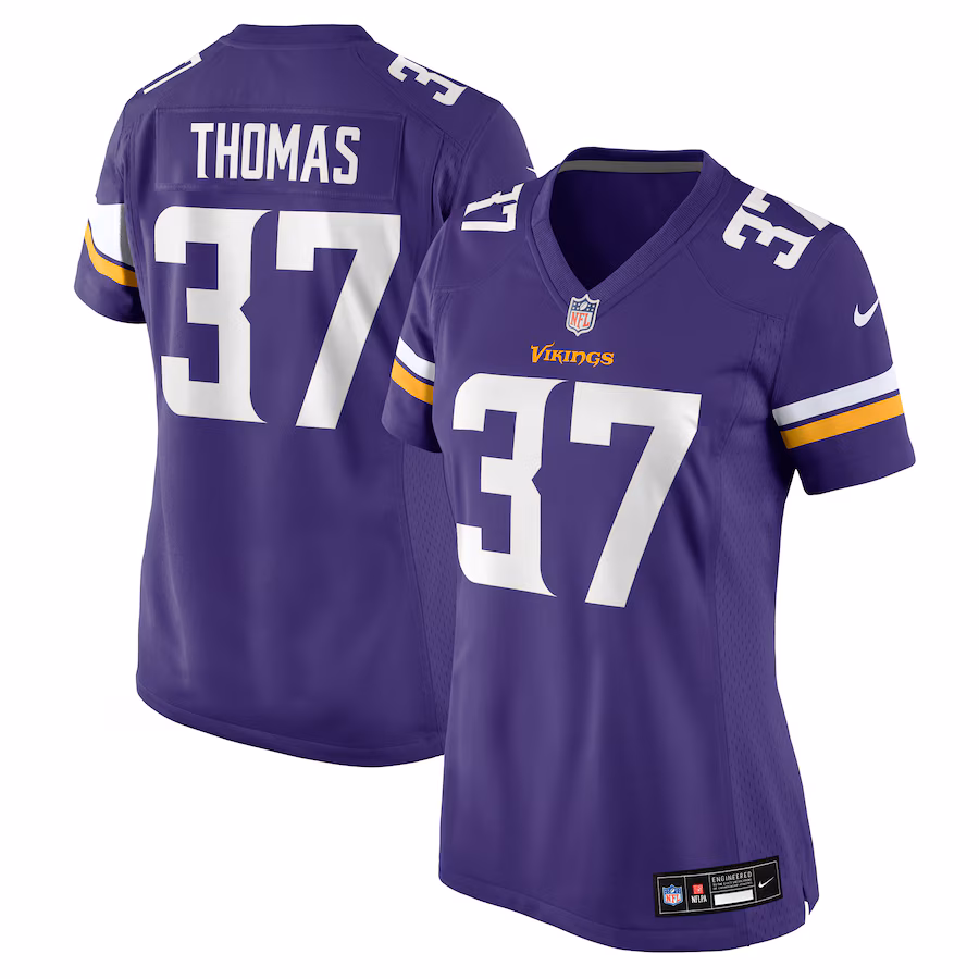Women's Minnesota Vikings Tavierre Thomas Nike Purple Team Game Jersey - Jersey
