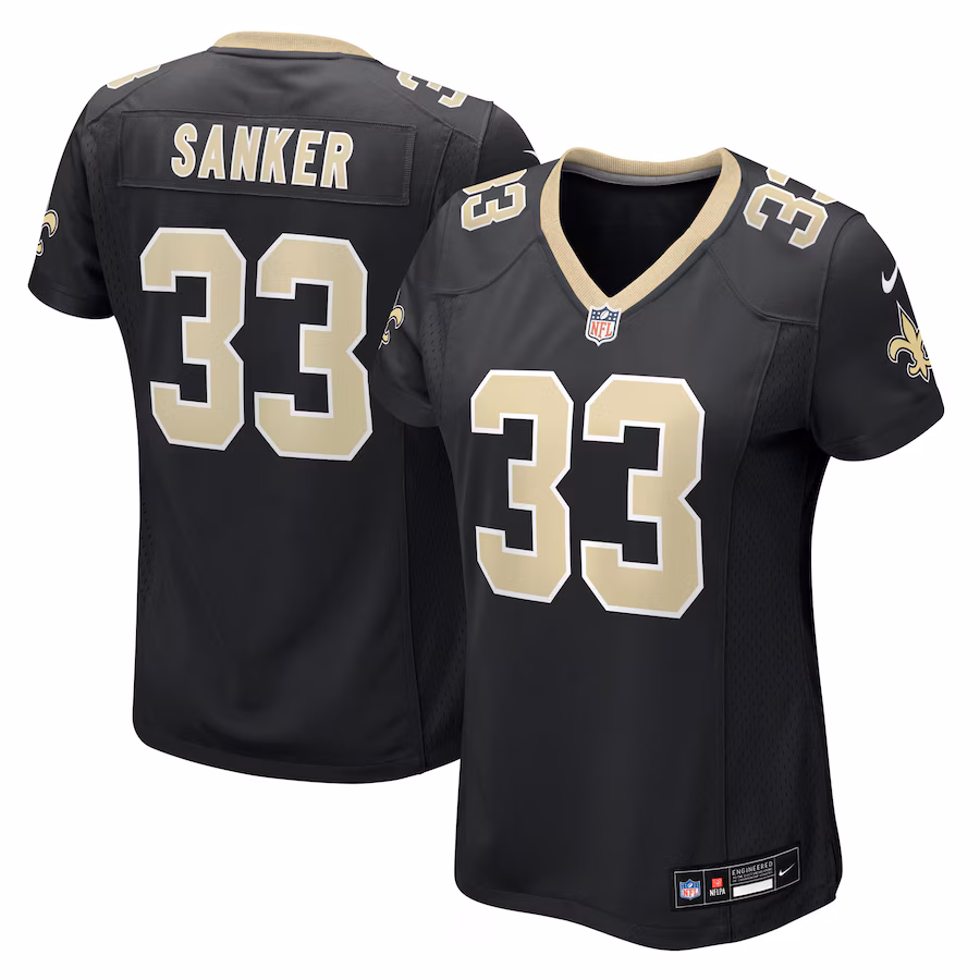 Women's New Orleans Saints Jonas Sanker Nike Black Team Game Jersey - Jersey