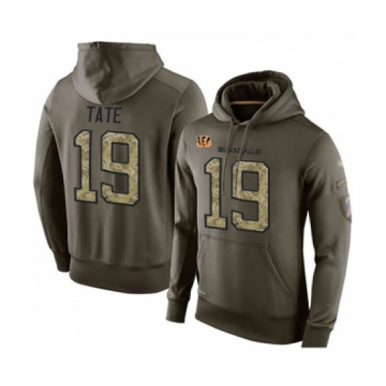 Football Men's Cincinnati Bengals #19 Auden Tate Green Salute To Service Pullover Hoodie - Jersey