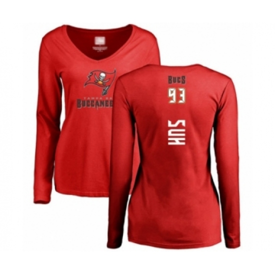 Football Women's Tampa Bay Buccaneers #93 Ndamukong Suh Red Backer Long Sleeve T-Shirt - Jersey