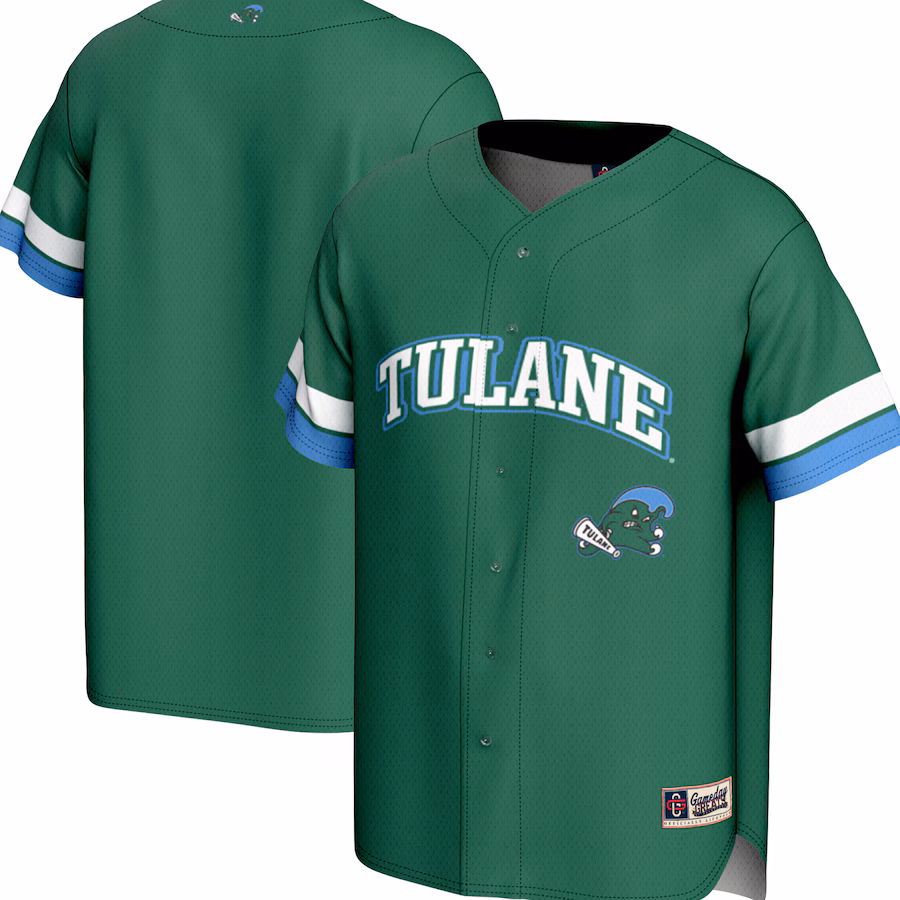Men's GameDay Greats Green Tulane Green Wave Spirit Baseball Jersey - Jersey