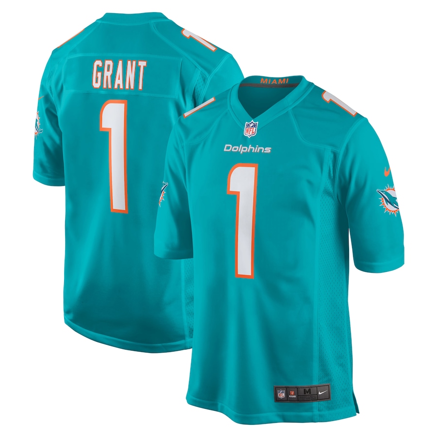 Men's Miami Dolphins Kenneth Grant Nike Aqua 2025 NFL Draft First Round Pick Game Jersey - Jersey