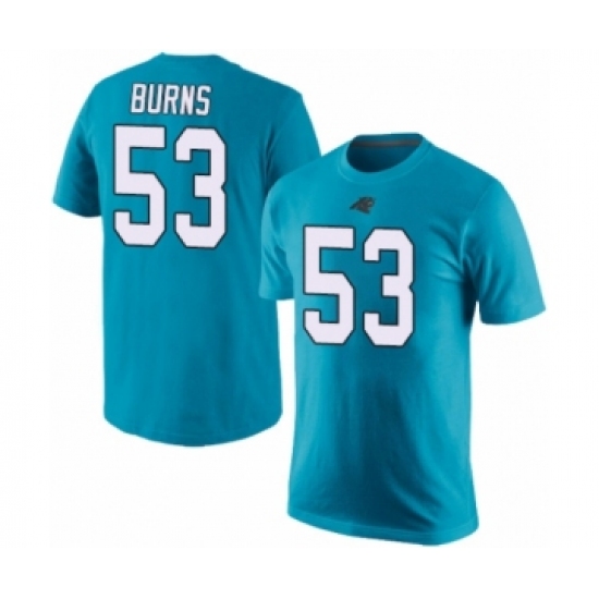 Football Men's Carolina Panthers #53 Brian Burns Blue Rush Pride Name & Number T-Shirt - Jersey