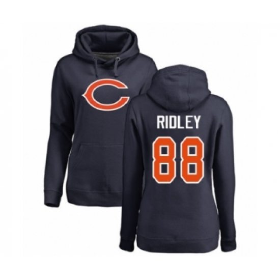 Football Women's Chicago Bears #88 Riley Ridley Navy Blue Name & Number Logo Pullover Hoodie - Jersey