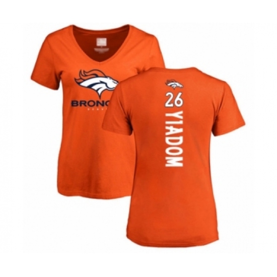 Football Women's Denver Broncos #26 Isaac Yiadom Orange Backer T-Shirt - Jersey