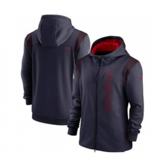 Men's Houston Texans 2021 Navy Sideline Team Performance Full-Zip Hoodie - Jersey