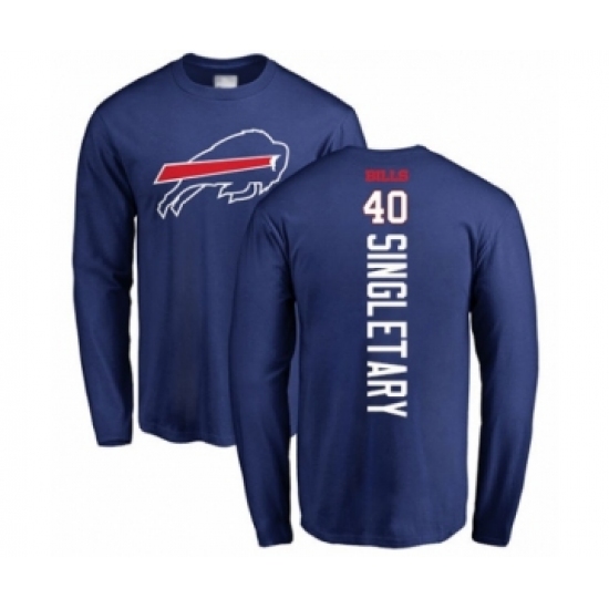 Football Buffalo Bills #40 Devin Singletary Royal Blue Backer Long Sleeve T-Shirt - Jersey