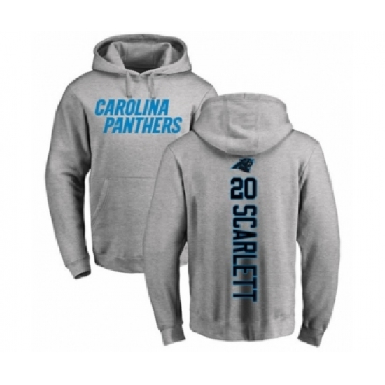 Football Carolina Panthers #20 Jordan Scarlett Ash Backer Pullover Hoodie - Jersey