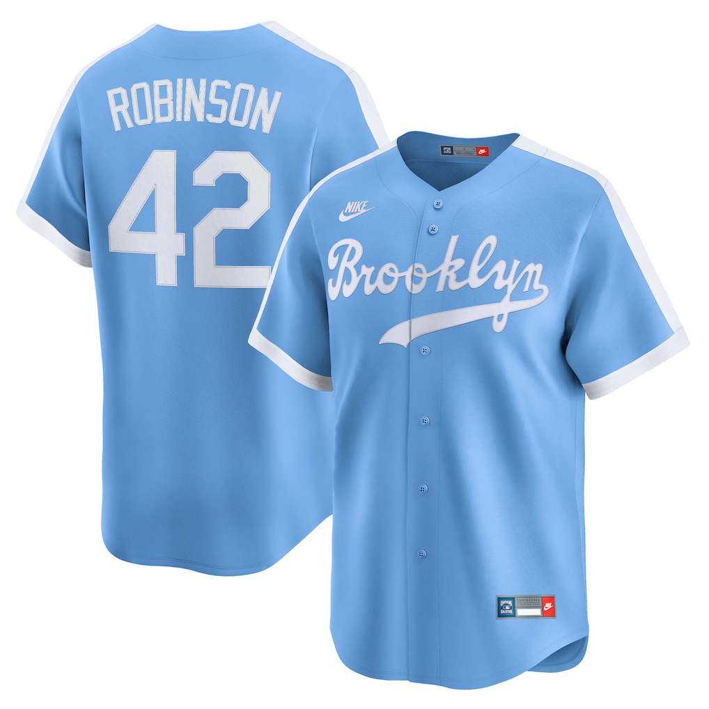 Men's Brooklyn Dodgers Jackie Robinson Nike Light Blue Cooperstown Collection Limited Jersey - Jersey