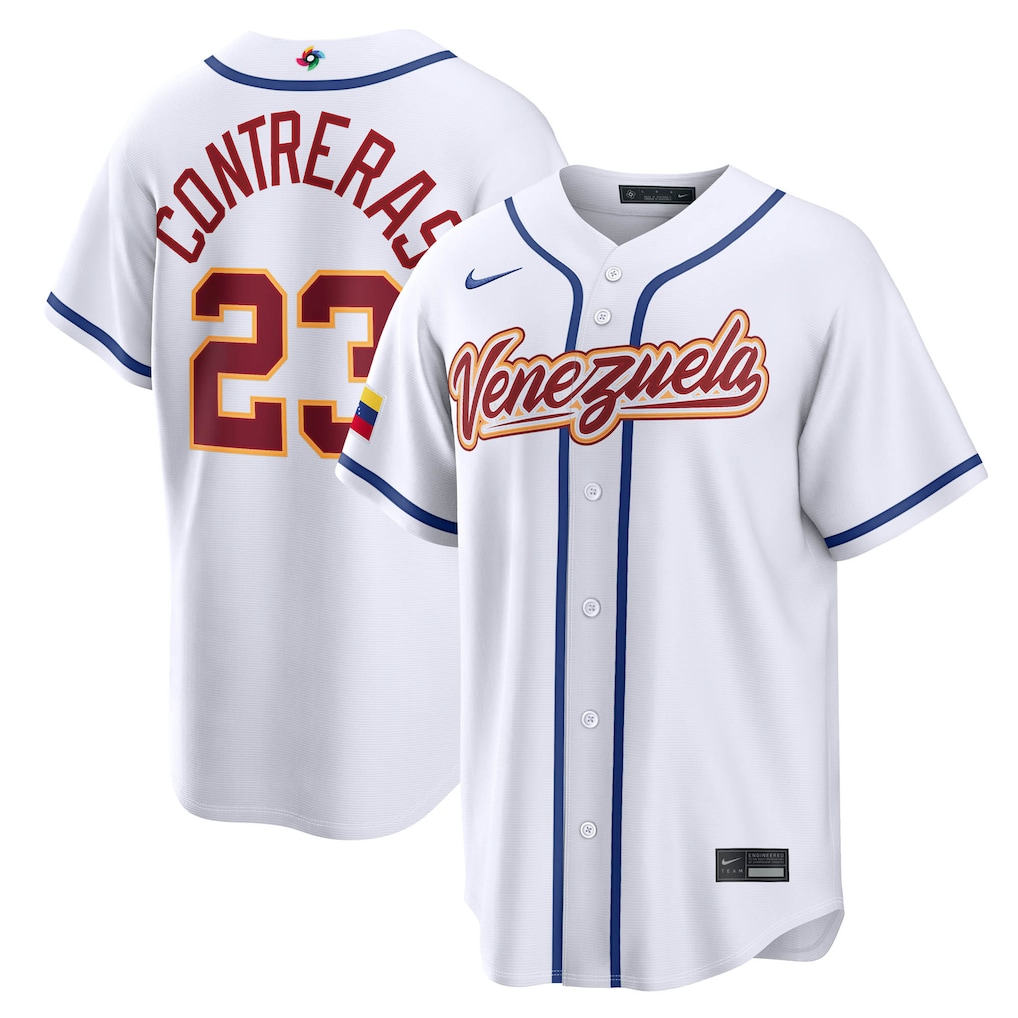 Men's Venezuela Baseball William Contreras Nike White 2026 World Baseball Classic Home Stadium Jersey - Jersey