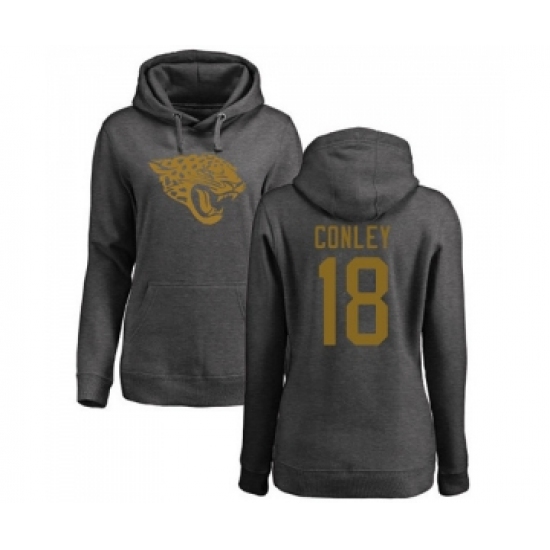 Football Women's Jacksonville Jaguars #18 Chris Conley Ash One Color Pullover Hoodie - Jersey