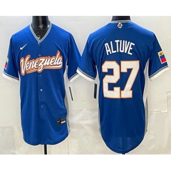 Men's Venezuela #27 Jose Altuve Blue 2026 World Baseball Classic Cool Base Jersey - Jersey