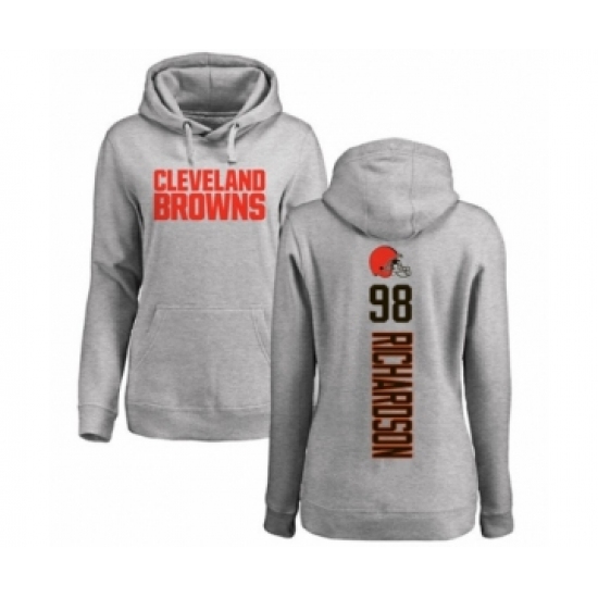 Football Women's Cleveland Browns #98 Sheldon Richardson Ash Backer Pullover Hoodie - Jersey