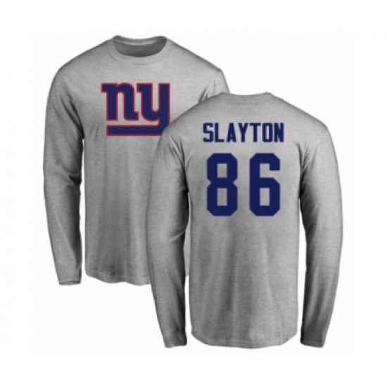 Football New York Giants #86 Darius Slayton Ash Name & Number Logo Long Sleeve T-Shirt - Jersey