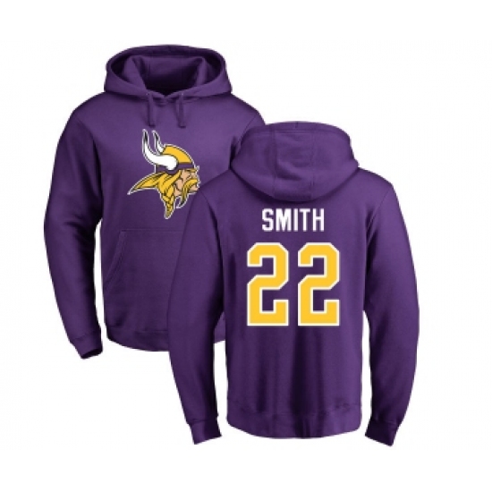 Football Minnesota Vikings #22 Harrison Smith Purple Name & Number Logo Pullover Hoodie - Jersey