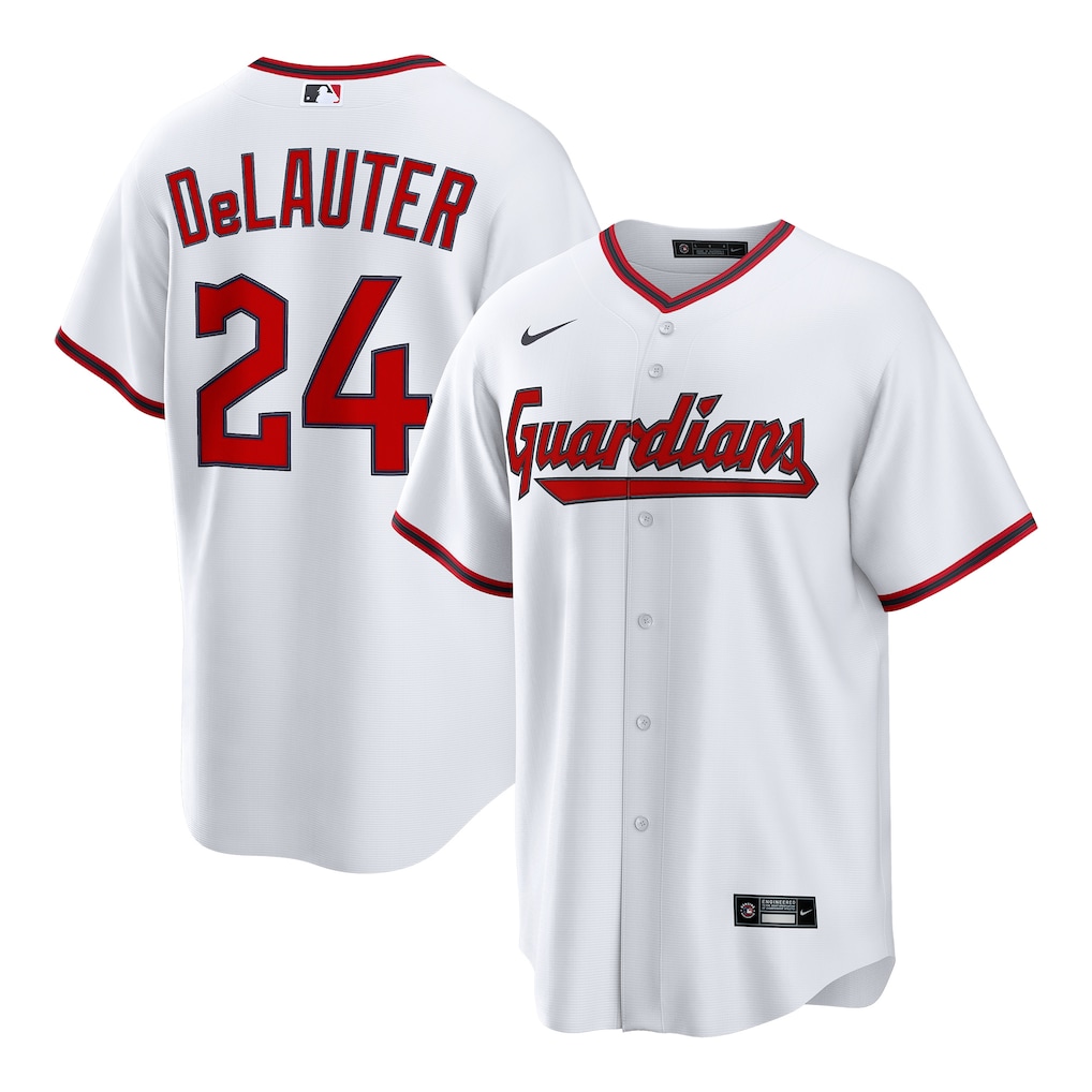 Men's Cleveland Guardians Chase DeLauter Nike White Home Replica Jersey - Jersey