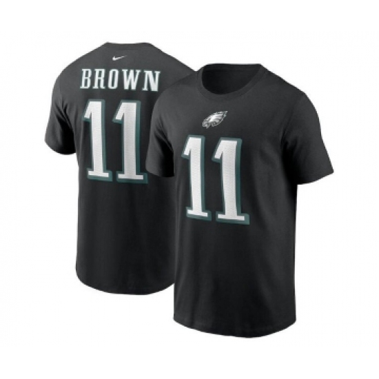 Men's Philadelphia Eagles #11 A. J. Brown 2022 Black Name & Number T-Shirt - Jersey