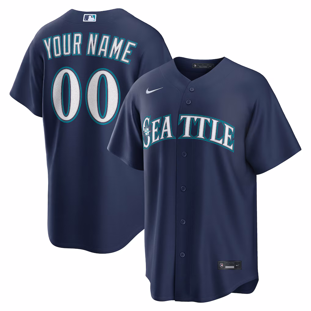 Men's Seattle Mariners Nike Navy Road Replica Custom Jersey - Jersey