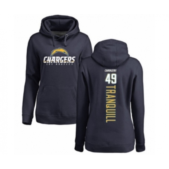Football Women's Los Angeles Chargers #49 Drue Tranquill Navy Blue Backer Pullover Hoodie - Jersey