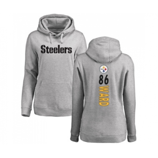Football Women's Pittsburgh Steelers #86 Hines Ward Ash Backer Pullover Hoodie - Jersey