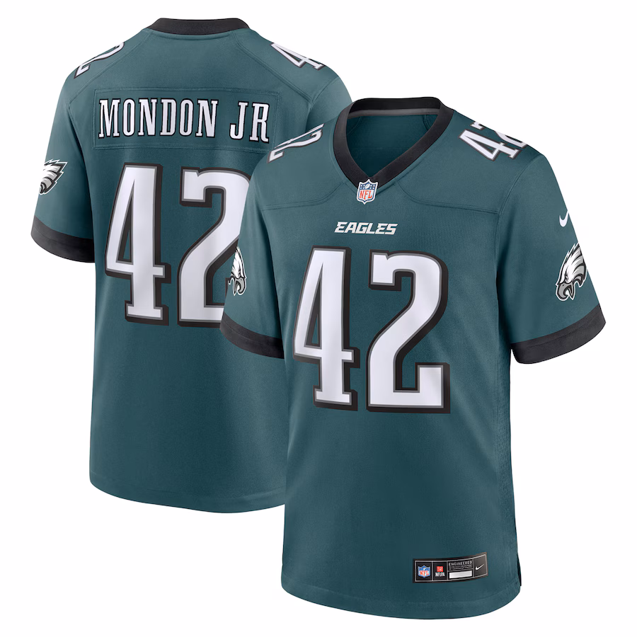 Men's Philadelphia Eagles Smael Mondon Jr. Nike Midnight Green Team Game Jersey - Jersey