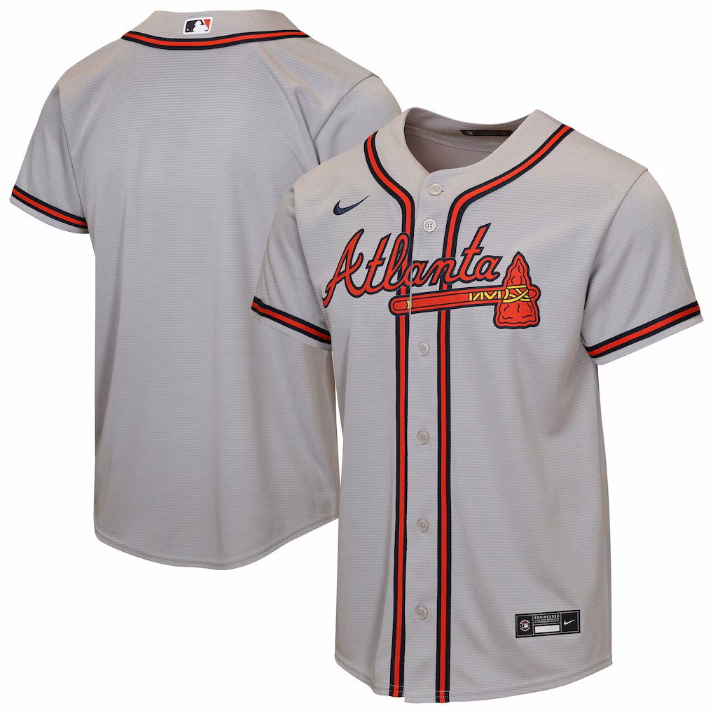 Youth Atlanta Braves  Nike Gray Road Replica Jersey - Jersey