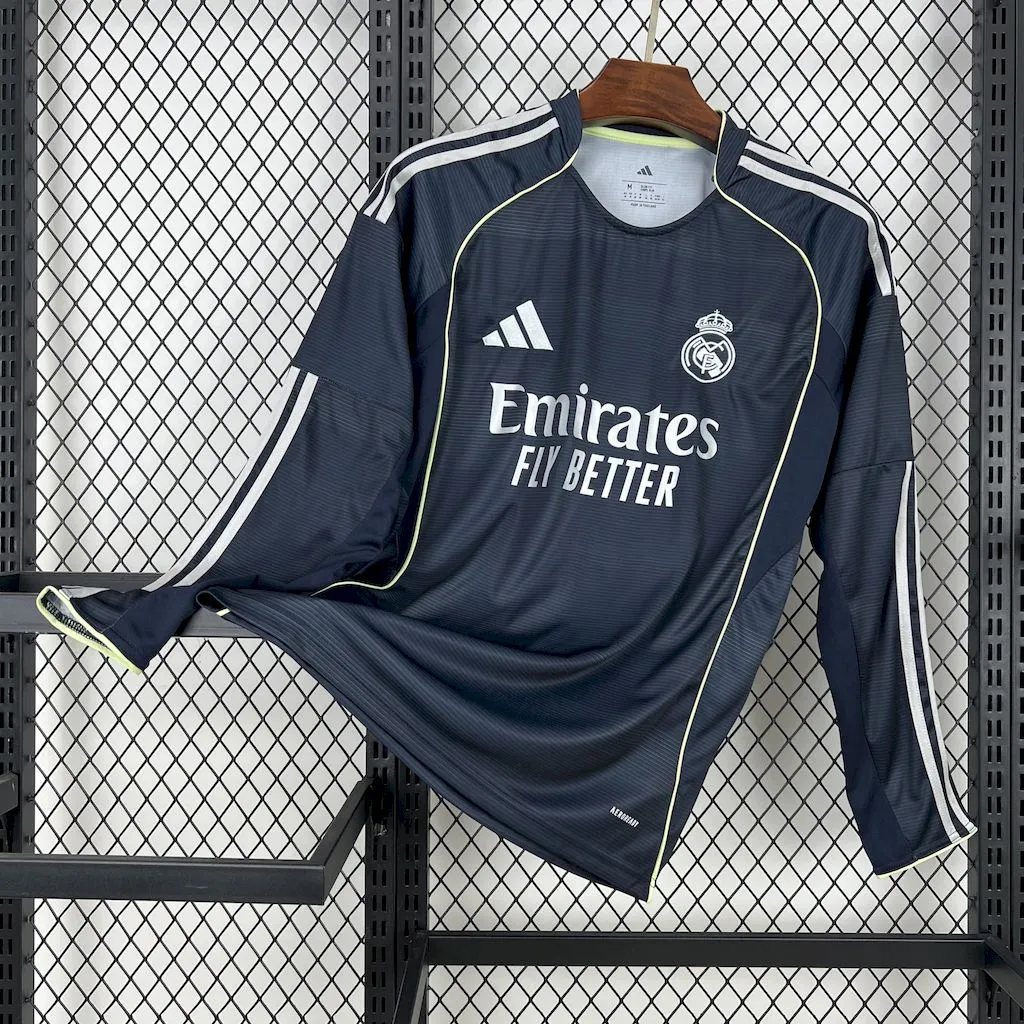 Real Madrid Soccer Jersey Away Long Sleeve Custom Shirt 2025/26 - Jersey