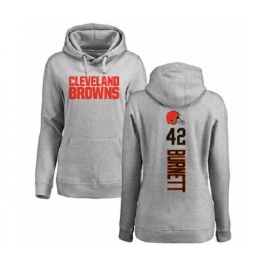 Football Women's Cleveland Browns #42 Morgan Burnett Ash Backer Pullover Hoodie - Jersey