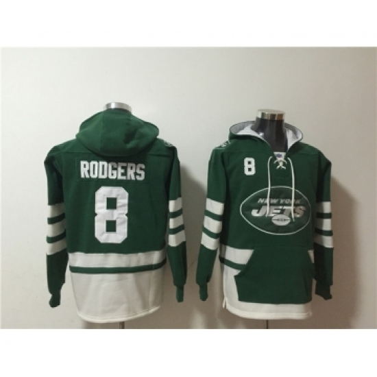 Men's New York Jets #8 Aaron Rodgers Green Ageless Must-Have Lace-Up Pullover Hoodie - Jersey